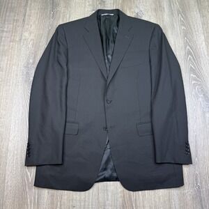 Canali Travel Blazer Jacket Sport Coat Black Water Resistant Wool Italy Mens 42R